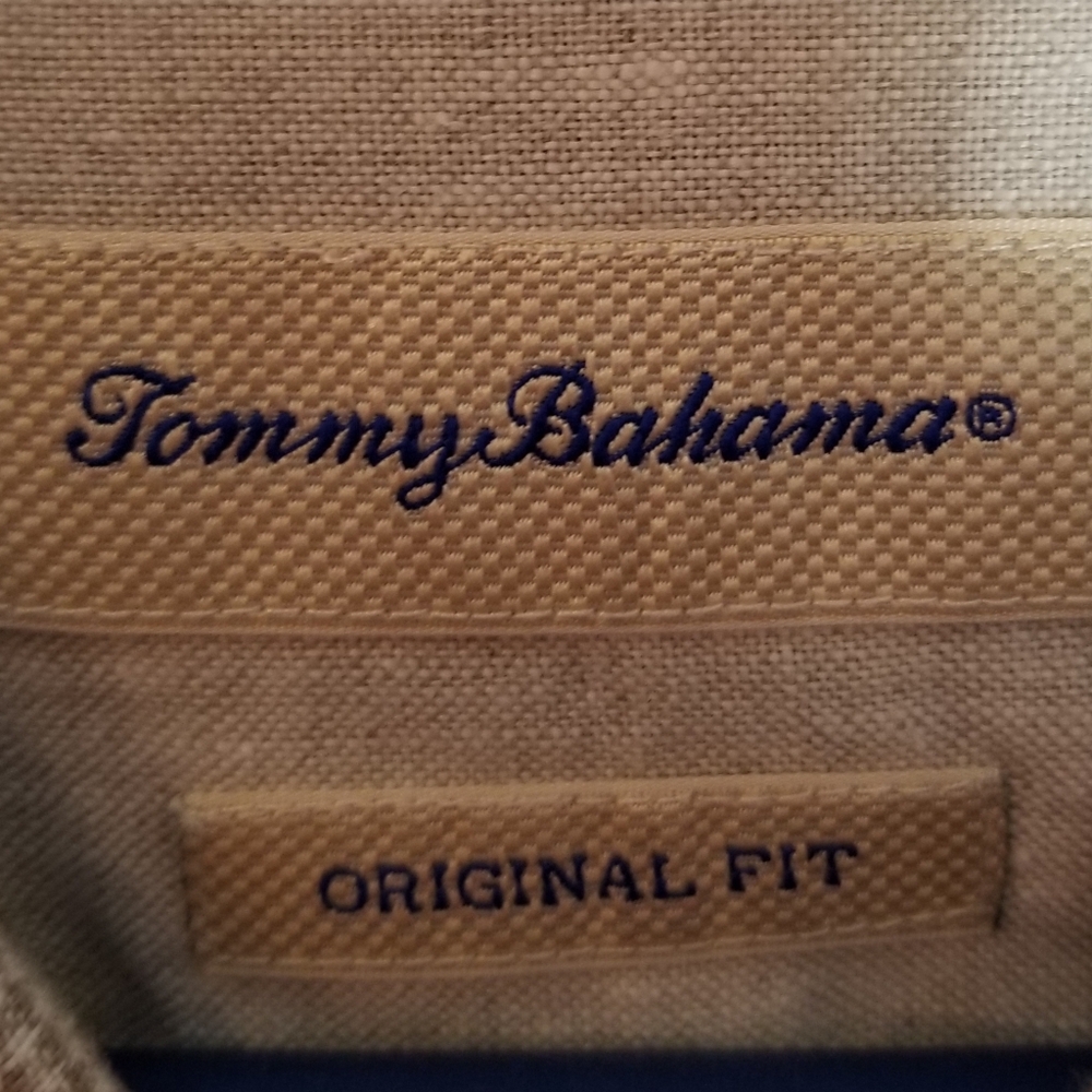 Tommy Bahama Shirt Men's XL 100% Linen Gray White Floral Button Up Hawaiian - Picture 2 of 7